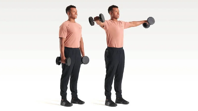 Các bài tập cơ vai tại nhà cho nam: Nâng tạ 2 bên – Lateral Raises