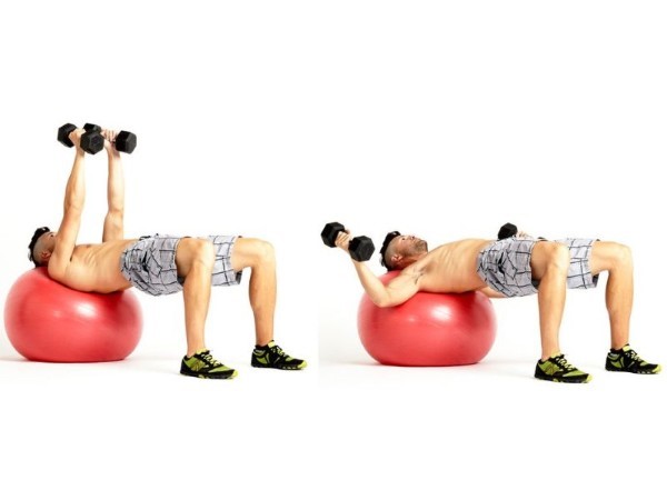 Bài tập Swiss Ball Dumbbell Fly